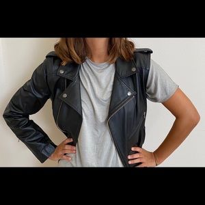 NEW Genuine Leather Convertible Biker Jacket/Vest